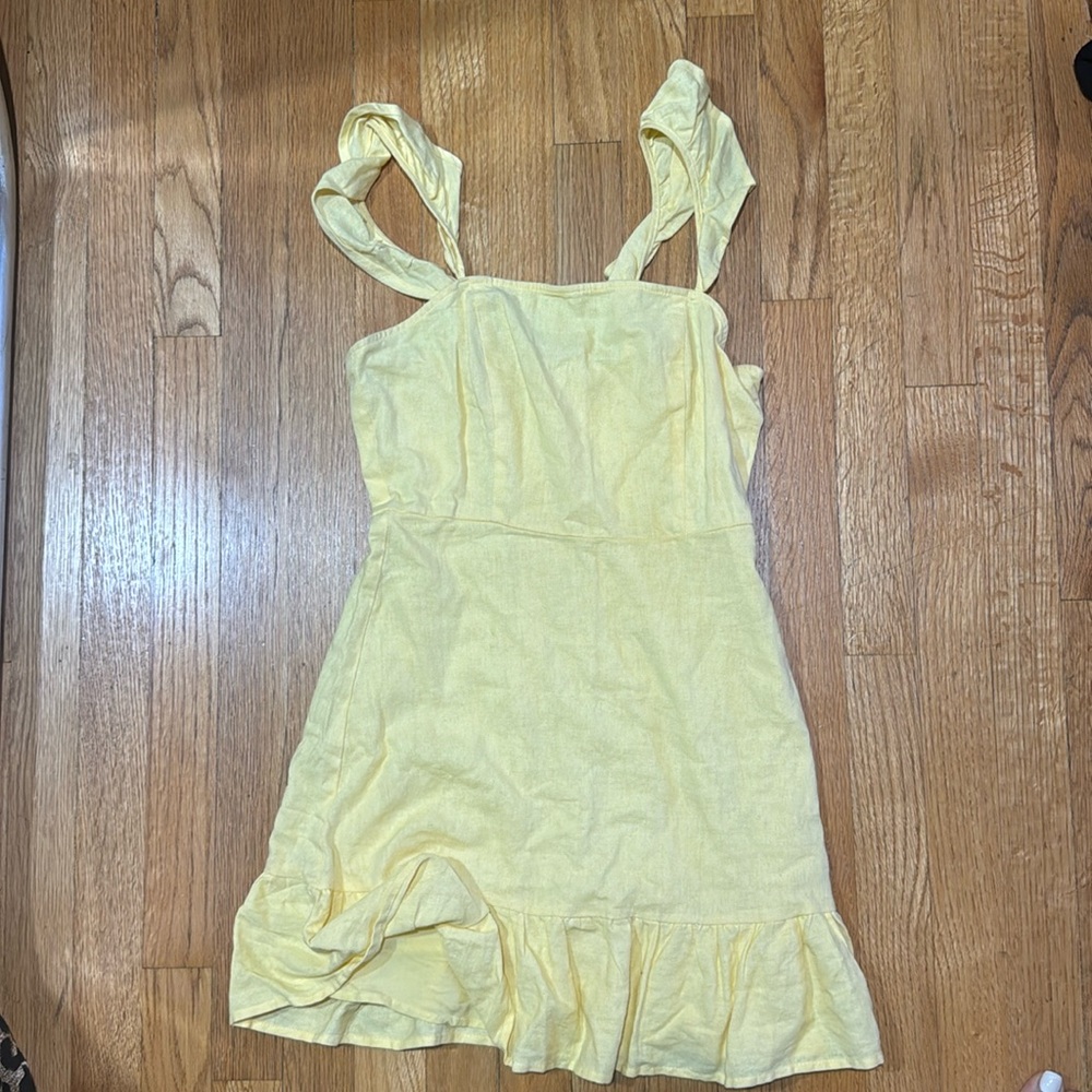Yellow linen picnic dress